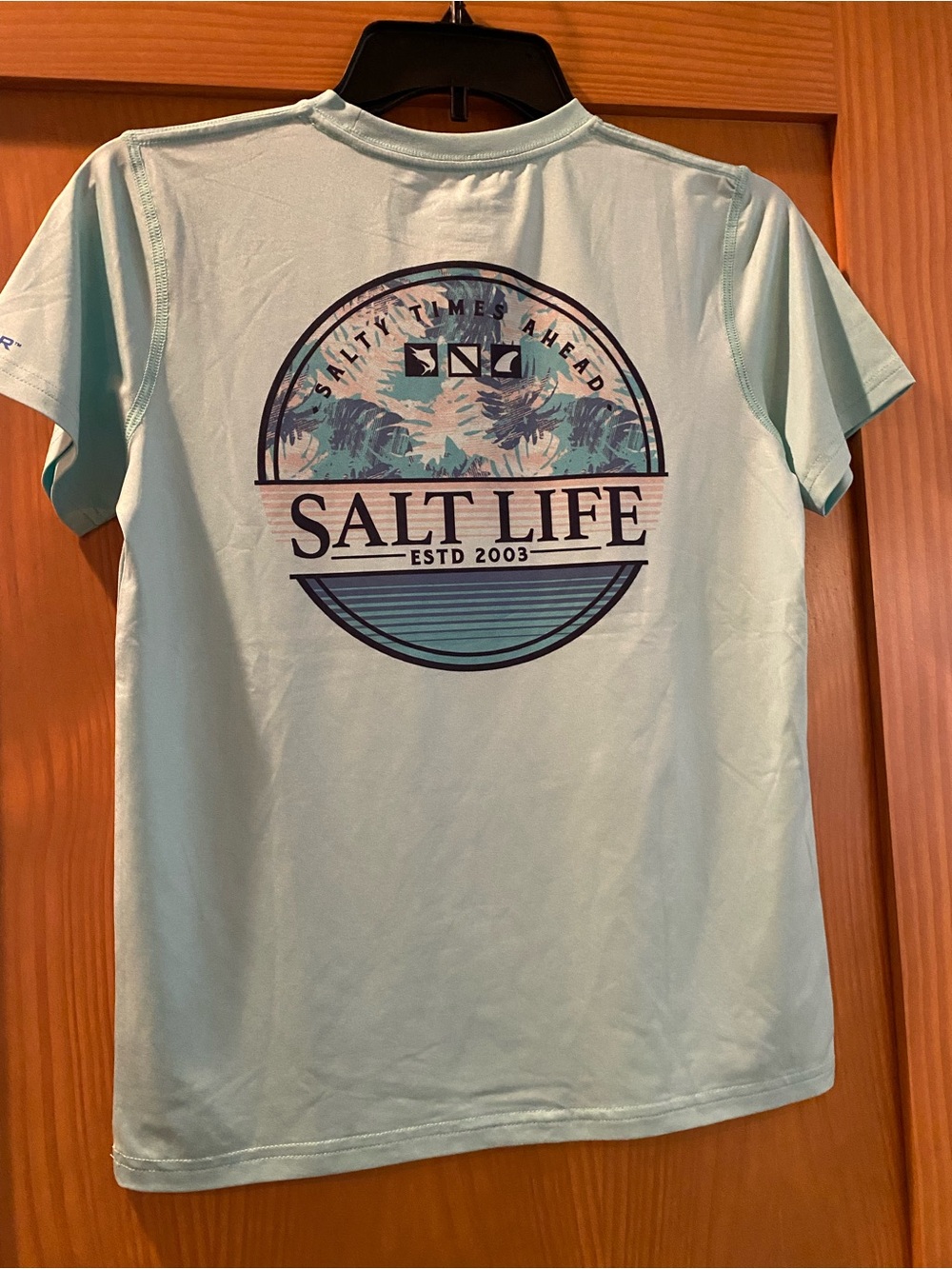 Salt Life Boy’s Aqua Green Salty Times Ahead  SLX (Drifit) S/S Shirt NWT M